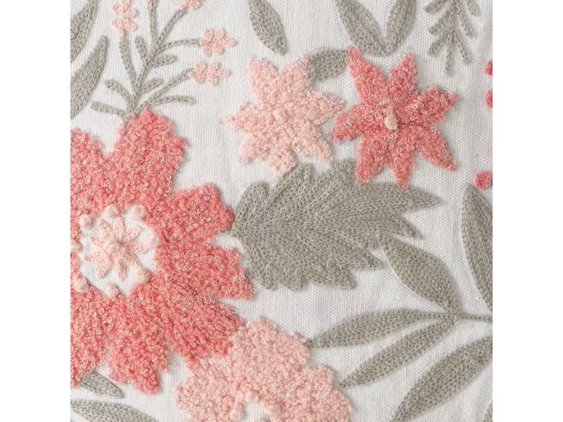Boltze Kissen Lomna 45 x 45 cm, Crème/Dunkelrosa/Grün