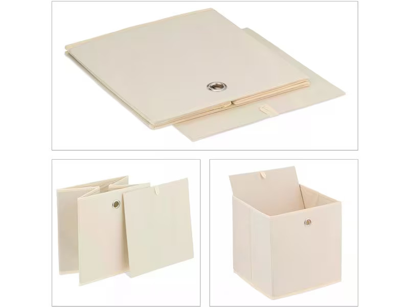 relaxdays Aufbewahrungsbox 4er Set Creme