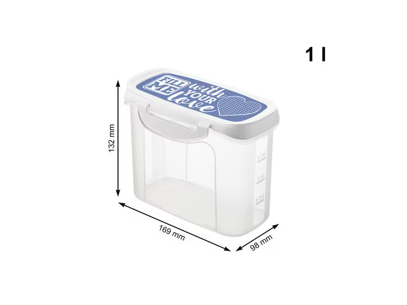 Rotho Vorratsdose Click &amp; Lock 1 l, Blau/Transparent