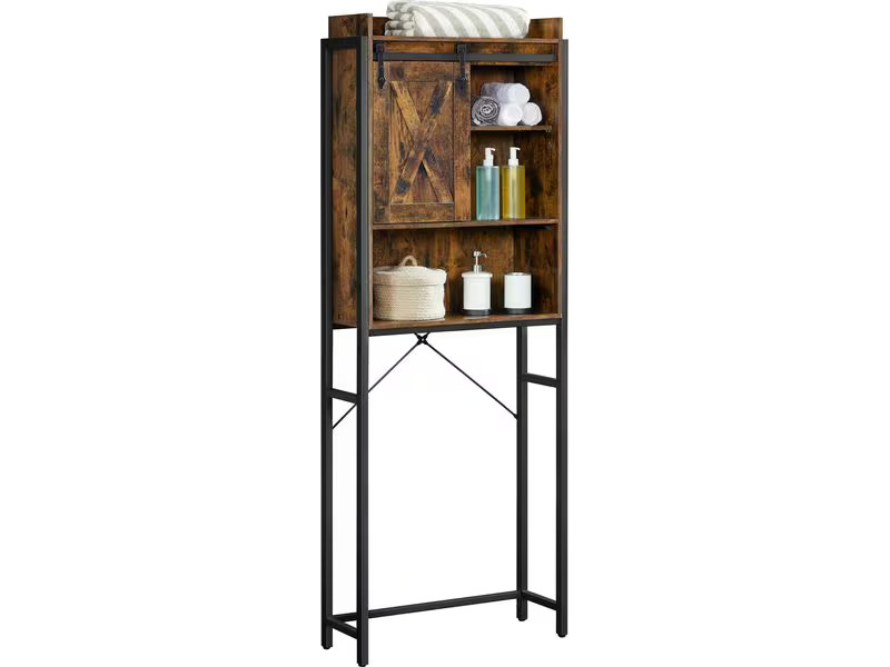 VASAGLE mit Schrank 64 x 24 x 171 cm, Braun/Schwarz