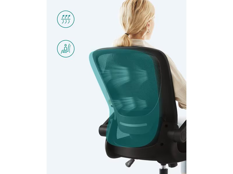Songmics Bürostuhl mit klappbaren Armlehnen, Schwarz