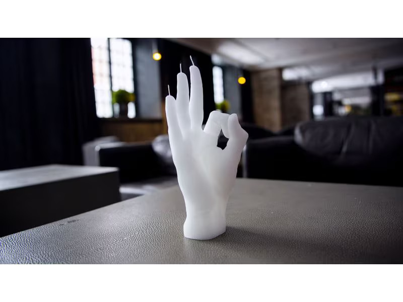 Mandatus Kerze Candle Hand OK, Weiss