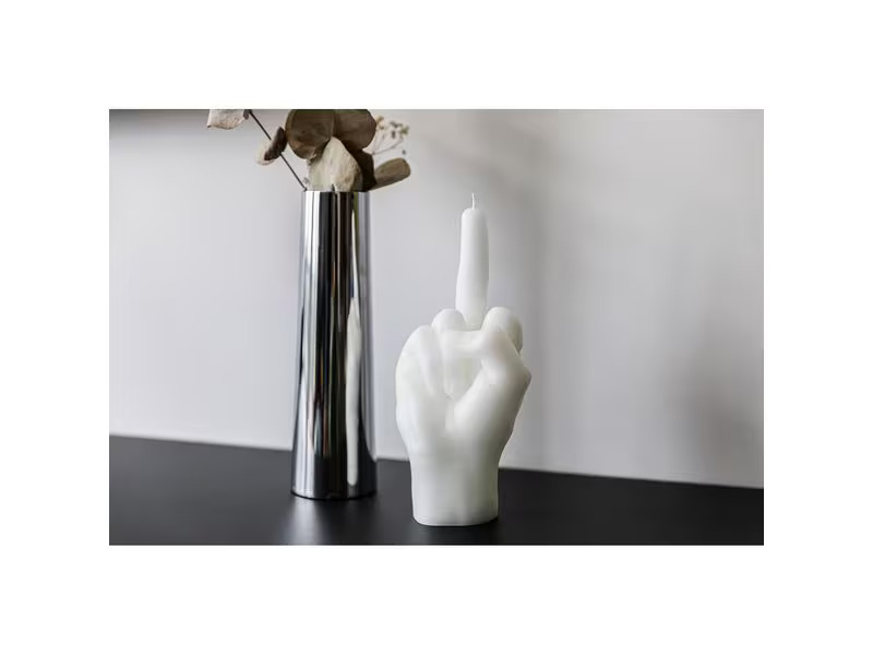 Mandatus Kerze Candle Hand F*ck you, Weiss