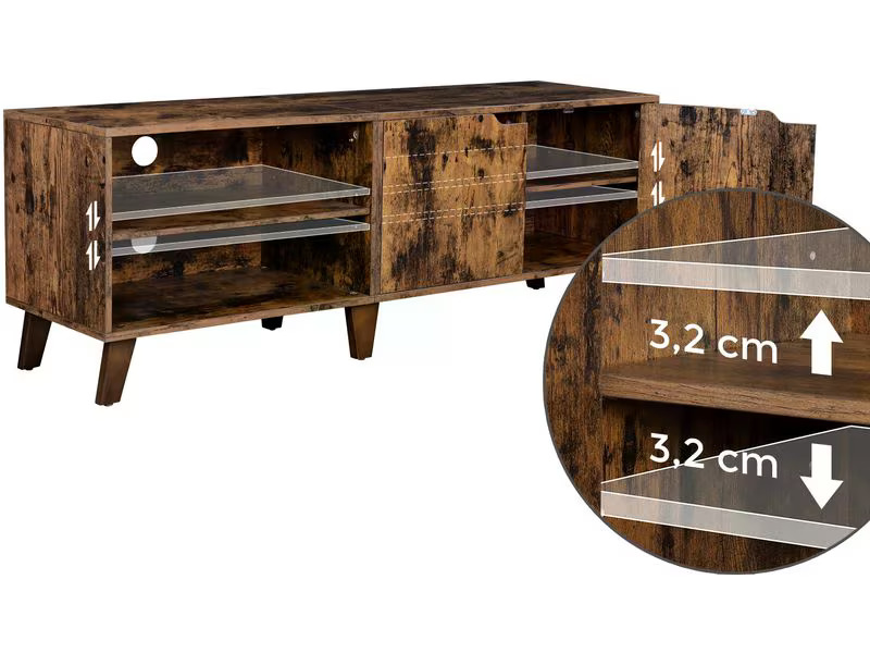 VASAGLE TV-Möbel mit 2 Ablagen 140 x 40 x 50 cm, Braun