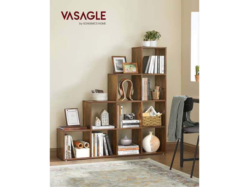 VASAGLE Regal mit 10 Würfeln 129.5 x 29 x 129.5 cm, Braun