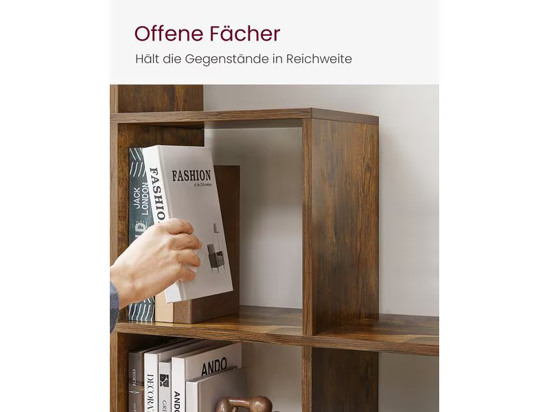 VASAGLE Regal mit 10 Würfeln 129.5 x 29 x 129.5 cm, Braun