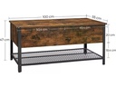 VASAGLE Couchtisch mit klappbarer Platte 100 x 55 x 47 cm