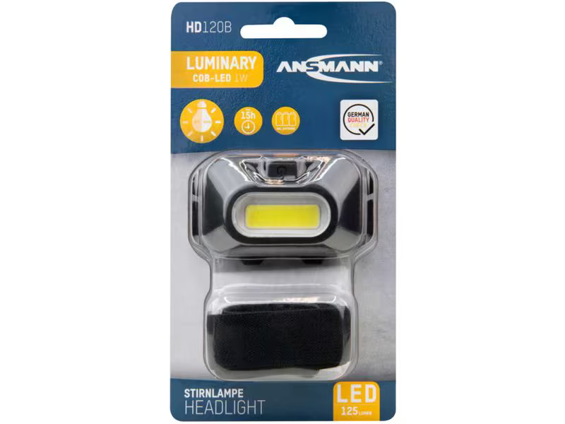 Ansmann Stirnlampe HD120B, 125 lm, Schwarz