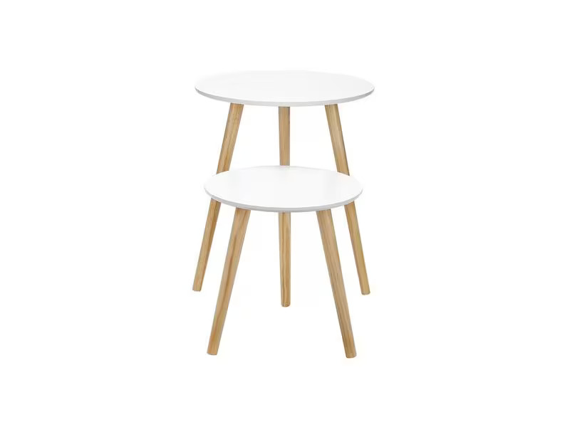 Songmics Beistelltisch 2er Set Weiss/Nature