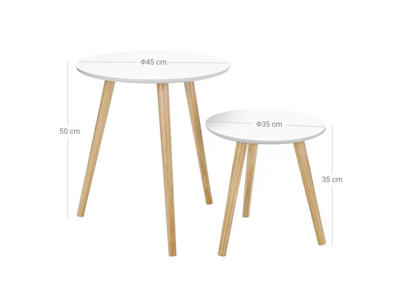 Songmics Beistelltisch 2er Set Weiss/Nature