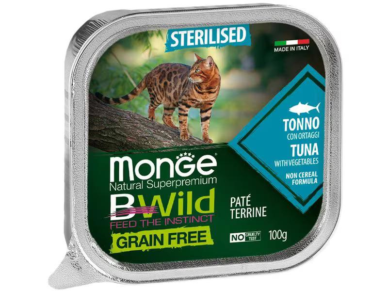 Monge Nassfutter Katze Bwild GF Sterilisiert Thunfisch 32x100g