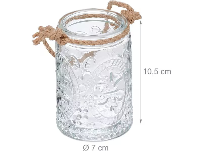 relaxdays Windlicht Summer Vintage 10.5 cm, Glas