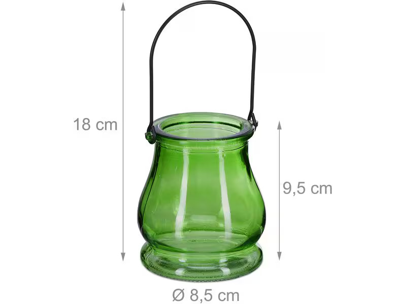 relaxdays Windlicht Summer 9.5 cm, Glas und Metall, 12 Stück