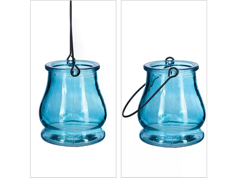 relaxdays Windlicht Summer 9.5 cm, Glas und Metall, 12 Stück