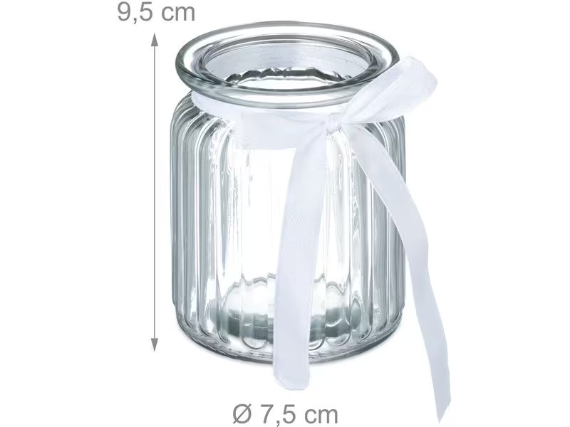 relaxdays Windlicht 9.5 cm, Glas, 12 Stück