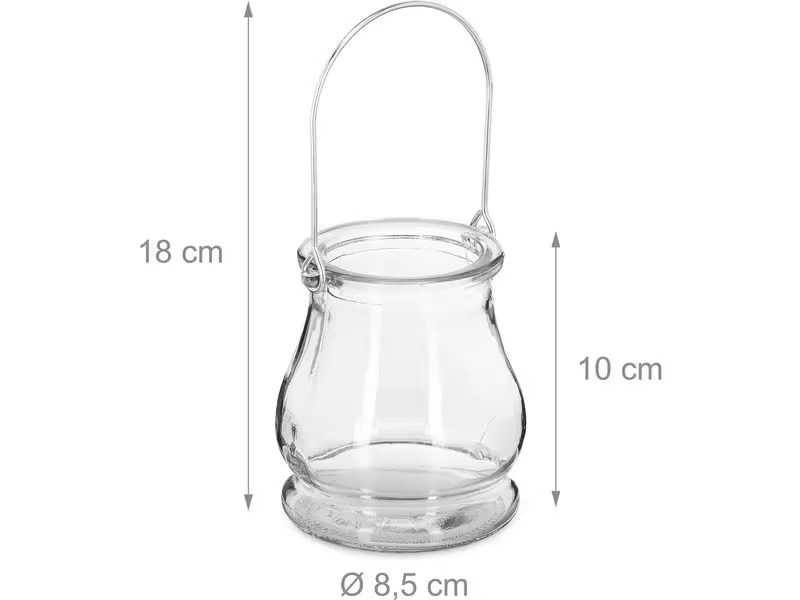 relaxdays Windlicht 10 cm, Glas, 12 Stück