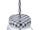 relaxdays Trinkglas Summer 500 ml, 8 Stück, Schwarz/Transparent/Weiss