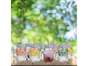 relaxdays Trinkglas Summer 500 ml, 8 Stück, Schwarz/Transparent/Weiss