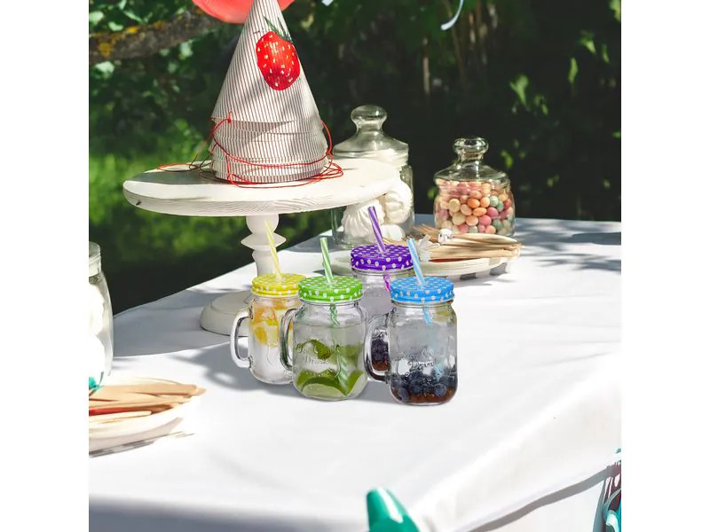 relaxdays Trinkglas Summer 500 ml, 12 Stück, Mehrfarbig
