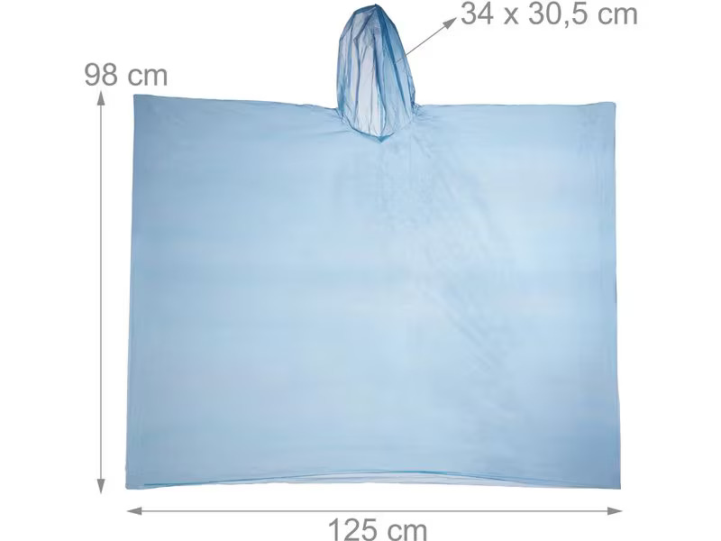 relaxdays Regenponcho 20 Stück, Blau