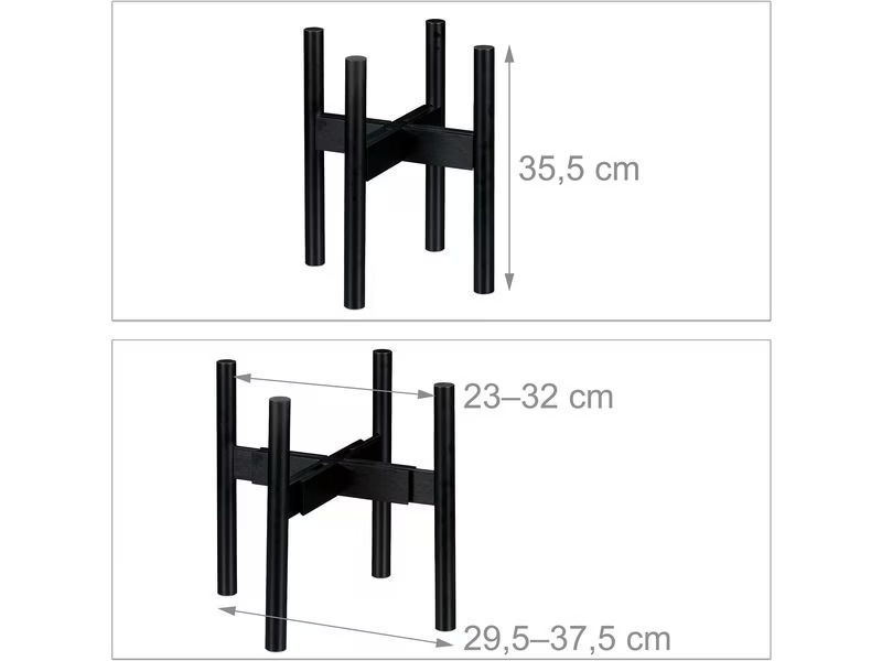 relaxdays Pflanzenständer verstellbar 35.5 cm, Schwarz