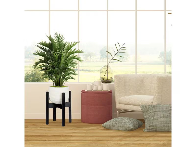 relaxdays Pflanzenständer verstellbar 35.5 cm, Schwarz