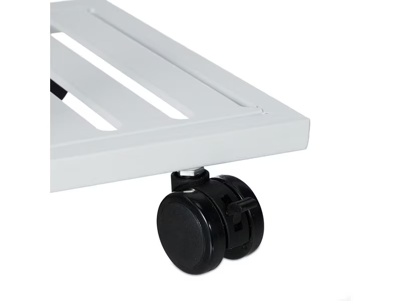 relaxdays Pflanzenständer mit Rollen 91.5 cm, Weiss