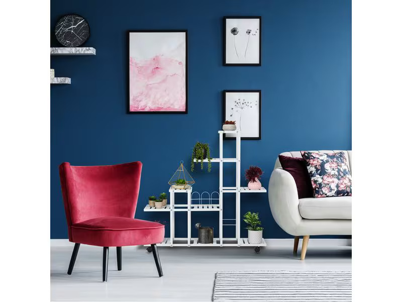 relaxdays Pflanzenständer mit Rollen 91.5 cm, Weiss