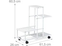 relaxdays Pflanzenständer mit Rollen 60.5 cm, Weiss