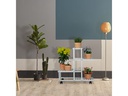 relaxdays Pflanzenständer mit Rollen 60.5 cm, Weiss