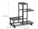 relaxdays Pflanzenständer mit Rollen 60.5 cm, Schwarz
