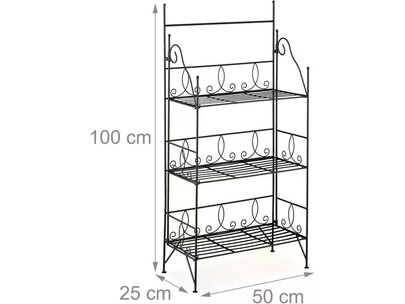 relaxdays Pflanzenständer Antik klappbar 100 cm, Schwarz