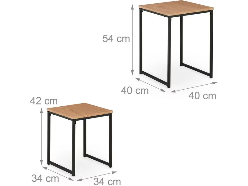 relaxdays Couchtisch 2er Set Hellbraun/Schwarz