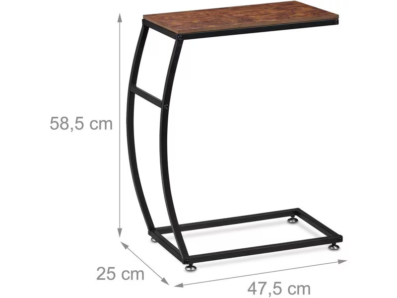 relaxdays Beistelltisch Industrial 47.5 cm x 58.5 cm, Braun/Schwarz