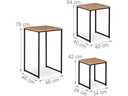 relaxdays Beistelltisch 3er Set Hellbraun/Schwarz