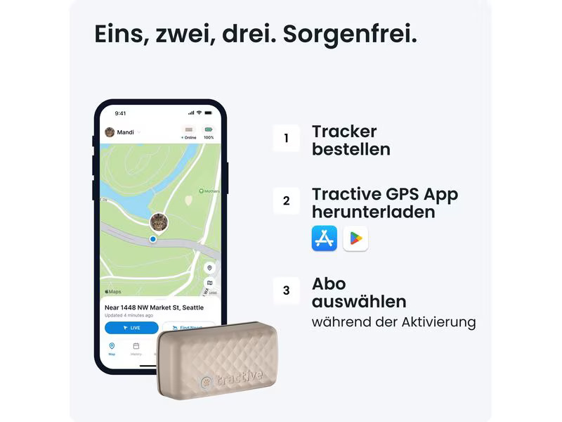 tractive GPS-Tracker CAT Mini LTE, Braun