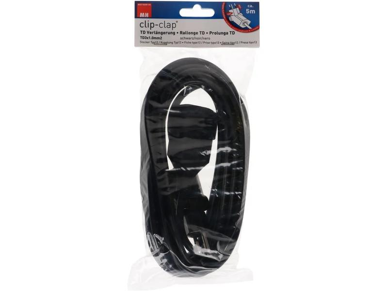 Max Hauri Verlängerungskabel 0.5 m T13 - T12 Clip-Clap, Schwarz