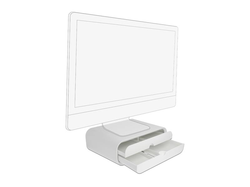 Delock TV-/Display-Standfuss mit 2 Schubladen Weiss