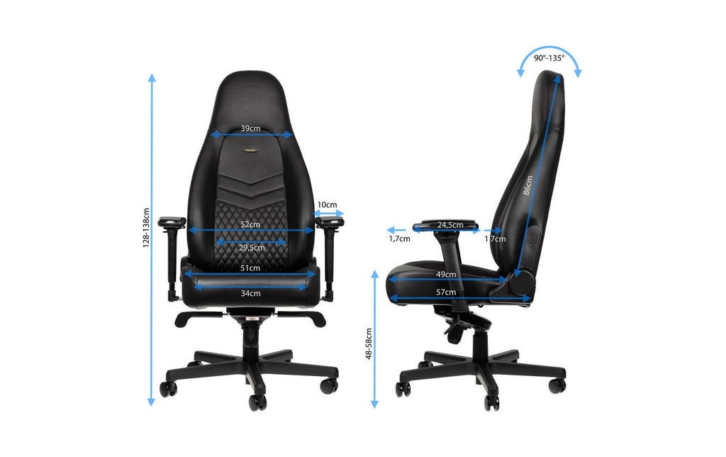 noblechairs Gaming-Stuhl ICON Echtleder Schwarz