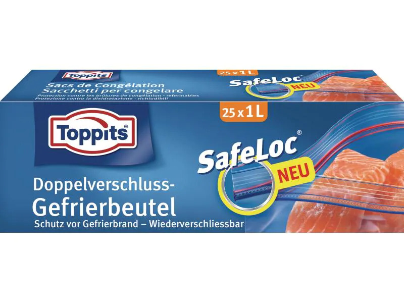 Toppits Gefrierbeutel Doppelverschluss SafeLoc, 25 Stück