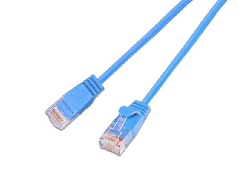 SLIM Slimpatchkabel RJ-45 - RJ-45, Cat 6, UTP, 0.15 m, Blau