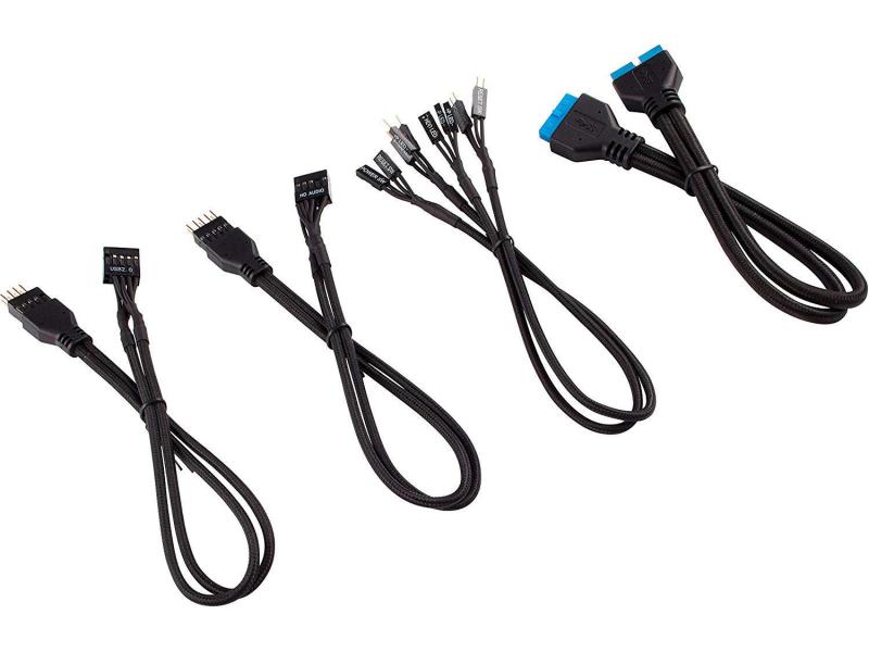 Corsair Frontpanel-Kabel Premium Sleeved Verlängerungskit Schwarz