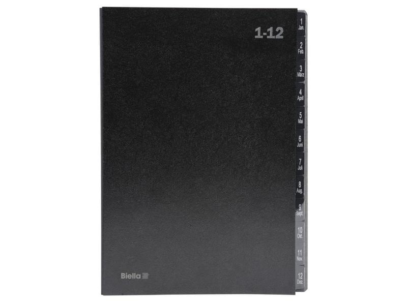 Biella Pultmappe A4 1-12 / Jan-Dez Schwarz