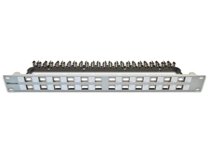 Wirewin Patchpanel 24 Port, Keystone, 1HE 19 Rack Hellgrau