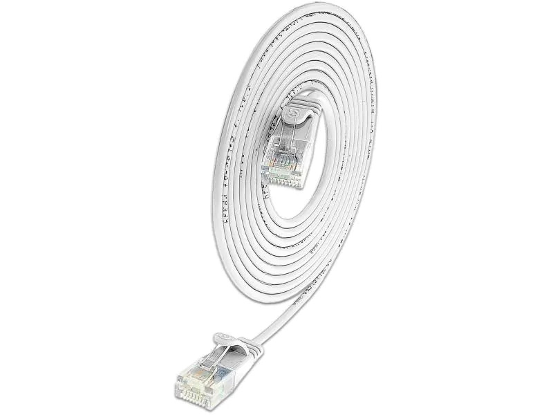 SLIM Slimpatchkabel RJ-45 - RJ-45, Cat 6, UTP, 7.5 m, Weiss