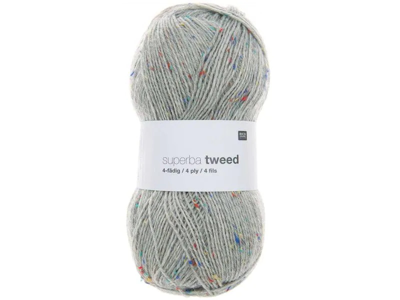 Rico Design Wolle Soft Tweed für Socken 4-fädig, 100 g, Hellgrau