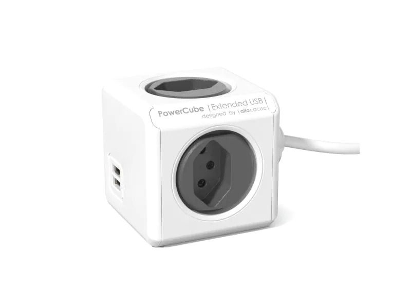 Allocacoc Tischsteckdosenleiste PowerCube Extended 4x T13 mit USB