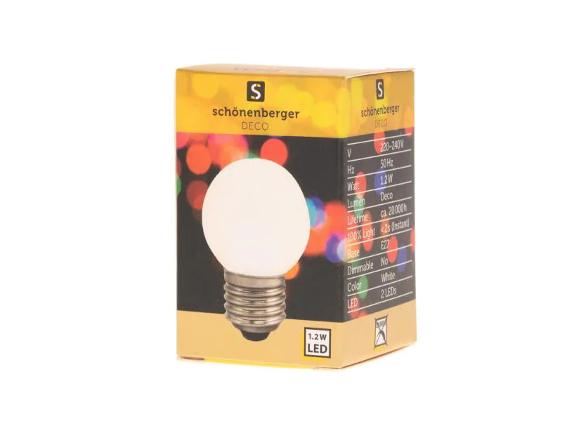 Star Trading Partylampe LED Mini Globe 1.2W E27 Weiss