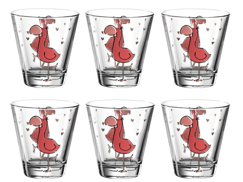 Leonardo Kindertrinkglas Bambini Flamingo, 215 ml, 6 Stück
