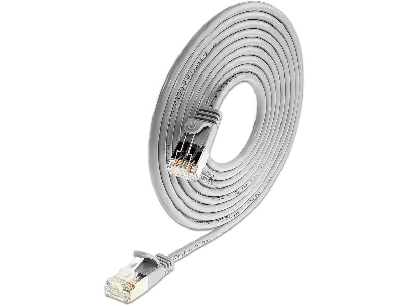 SLIM Slimpatchkabel RJ-45 - RJ-45, Cat 6, STP, 0.15 m, Grau